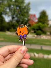 Load image into Gallery viewer, Orange Cat Lollipop Enamel Pin
