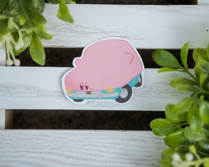 Pink Puff Ball Car Sticker