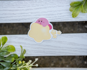 Pink Puff Ball Star Sticker
